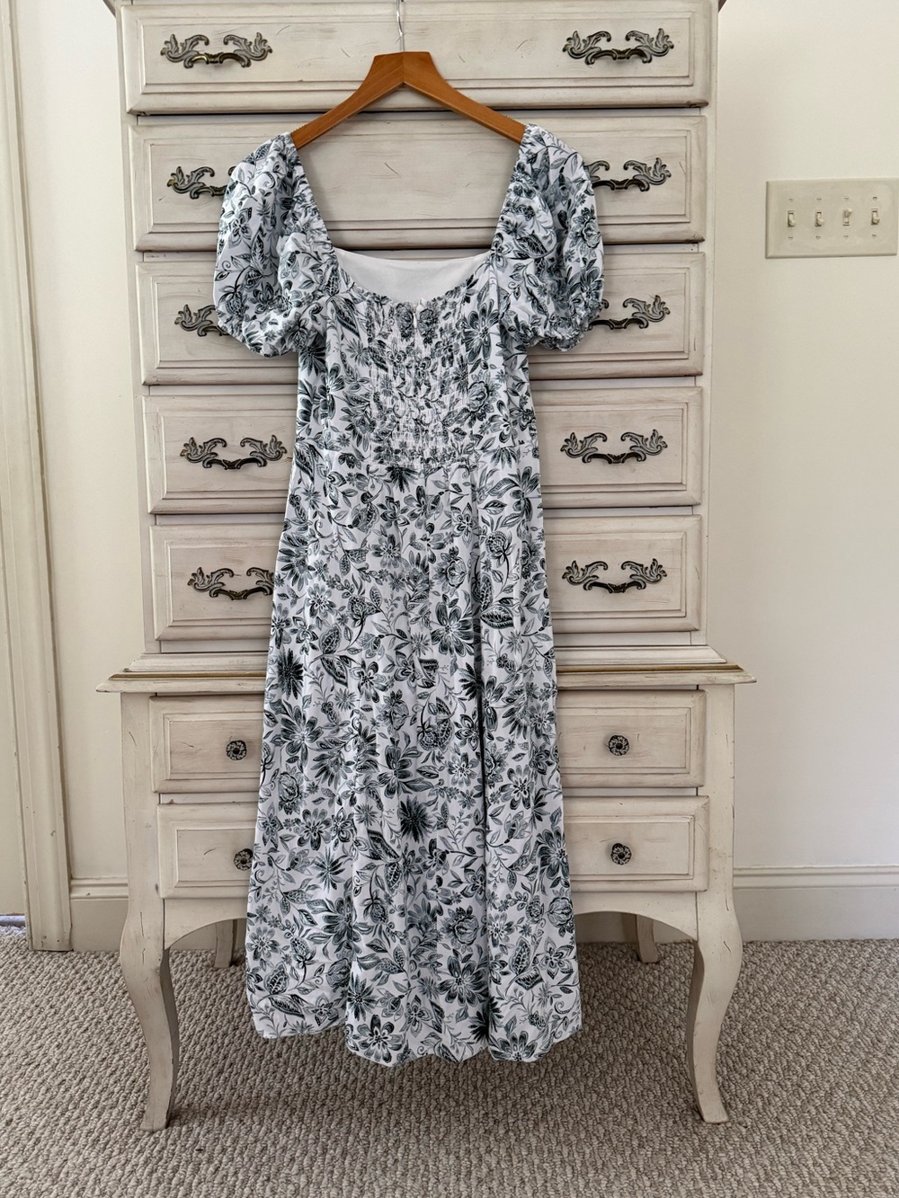 Boho Sage Floral Milkmaid Midi Dress - Picture 2 of 3